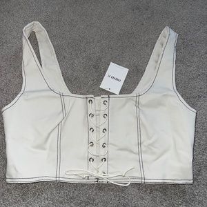 Forever 21 White Lace Up Crop Top